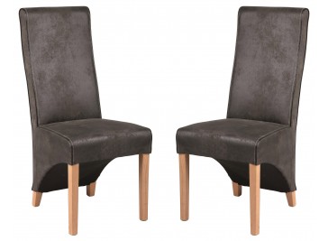 Chaise design microfibre grise - lot de 2 chaises