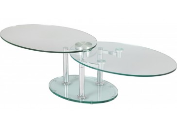 Table basse de salon ovale en verre