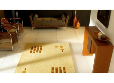 Tapis salon design beige en laine Huacaya par Luxmi